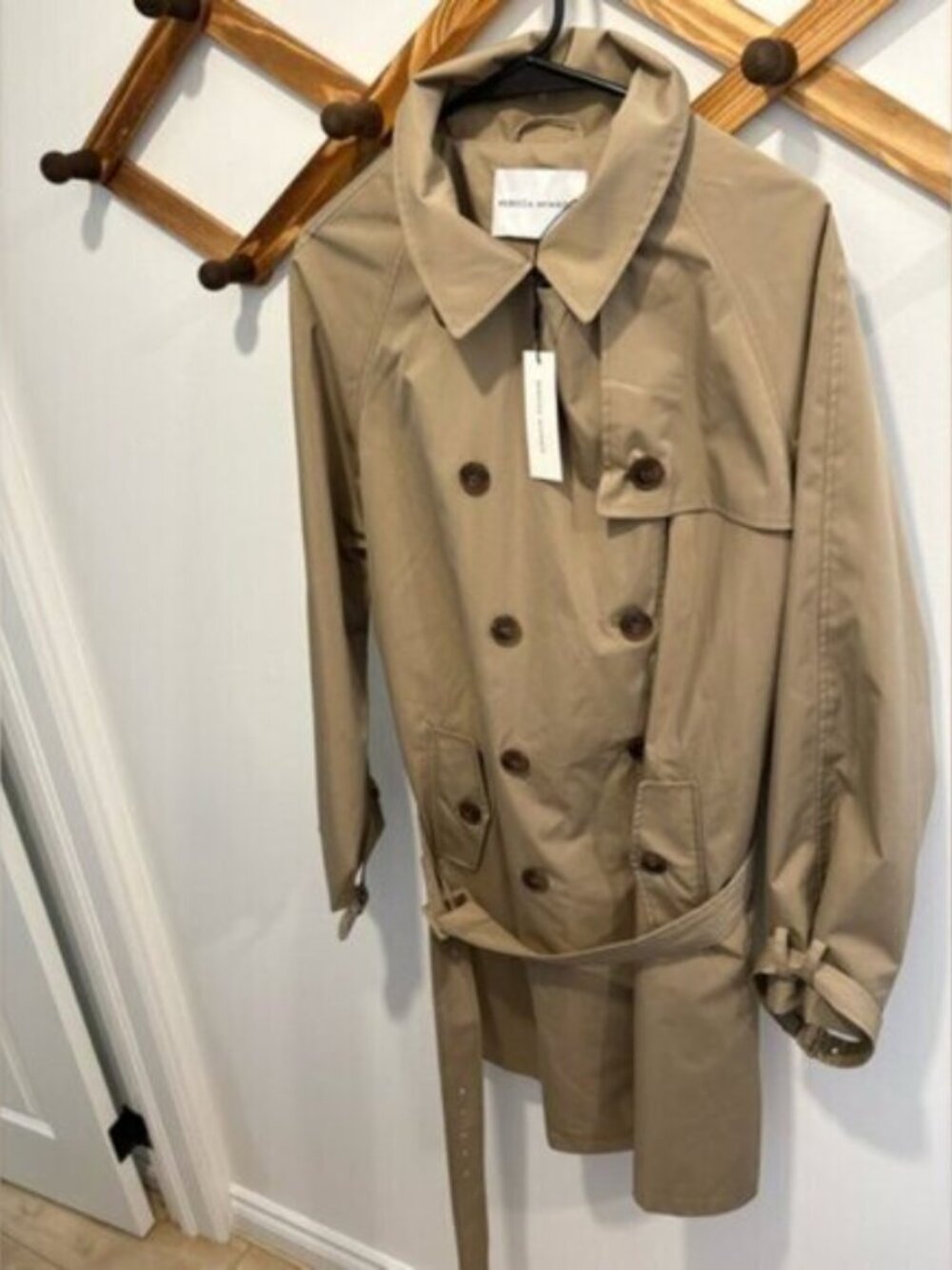 NWT Rebecca Minkoff Belted Trench Coat Khaki Beige Size L DBL Breasted $340 CAD - Picture 4 of 13